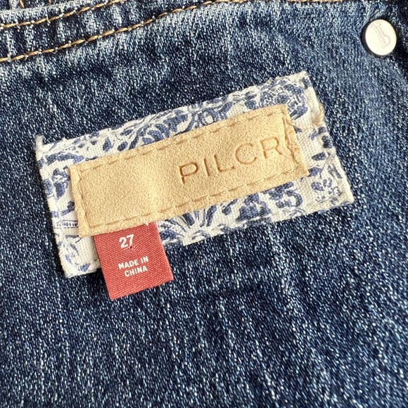 PILCRO Anthropologie Denim Overalls Shorts Medium Wash Jumper‎ Suspender Size 27 - Picture 5 of 9